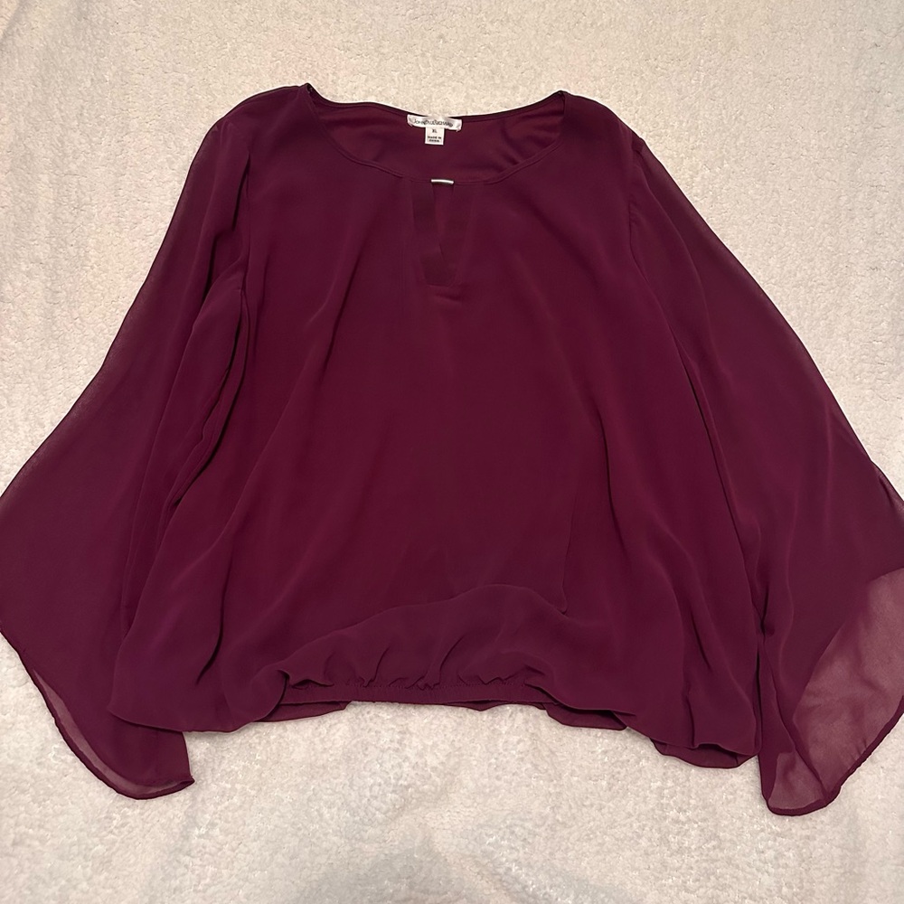 John Paul Richard Burgundy Elegant Blouse